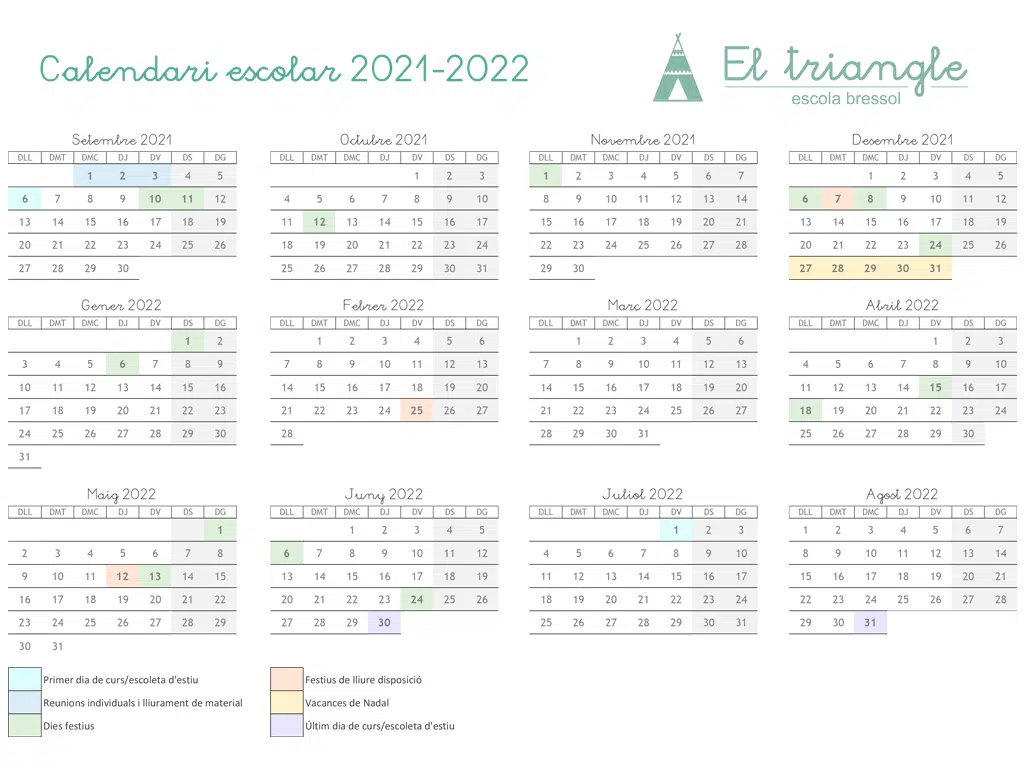 CALENDARI CURS 21-22